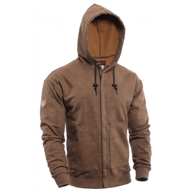NSA FR DRIFIRE Heavyweight Tacoma Hooded Zip Front Sweatshirt - Brown Multi