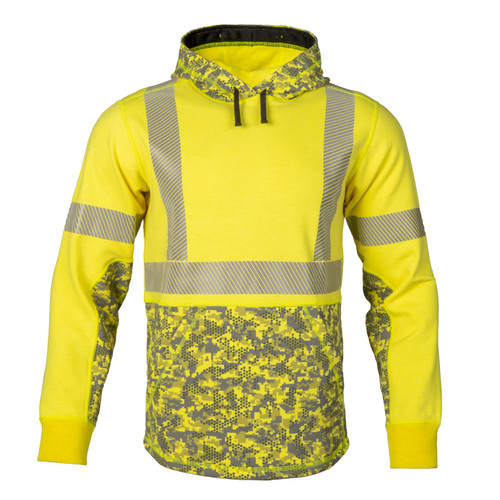 Dragonwear FR Elements™ Cyclone Hooded Pull-Over Sweatshirt - Hi-Vis Yellow/Camo