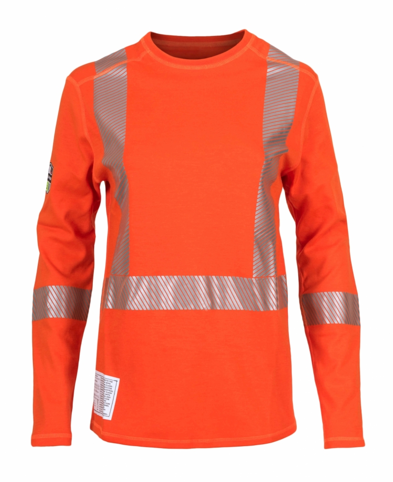 Dragonwear Women's FR Power Dry  Dual Hazard L/S Shirt - Hi- Vis Orange