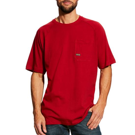 Ariat Rebar Cotton Strong Crewneck Pocket S/S Shirt - Rio Red