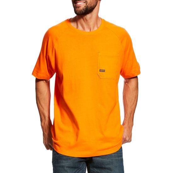 Ariat Rebar Cotton Strong Crewneck Pocket S/S Shirt - Safety Orange