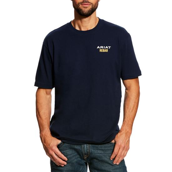 Ariat Rebar Cotton Strong Logo Crewneck S/S Shirt - Navy