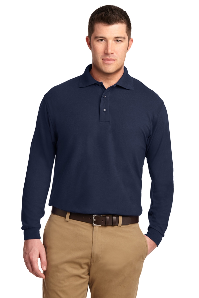 Port Authority Silk Touch Polo L/S - Navy