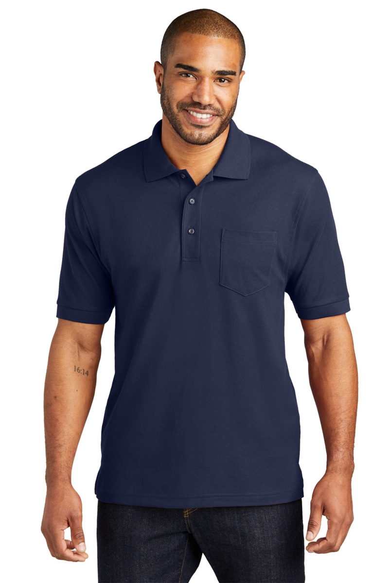 Port Authority Silk Touch Pocket Polo S/S Shirt - Navy