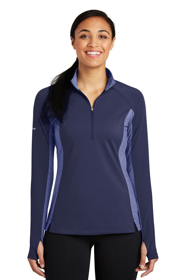 Sport-Tek Women's Sport-Wick Stretch Contrast Half-Zip L/S Shirt