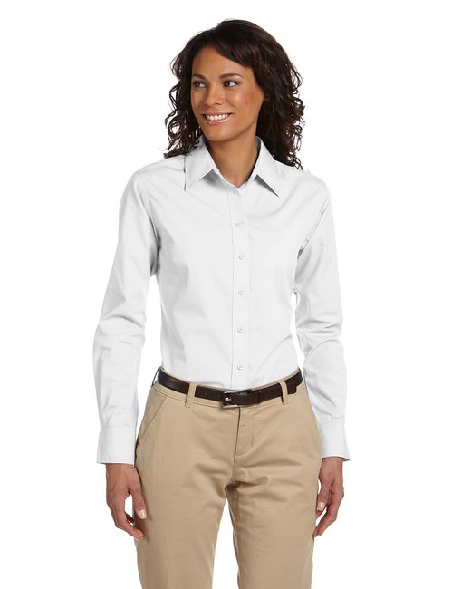 Harriton Women's Essential Poplin Button Front L/S Shirt