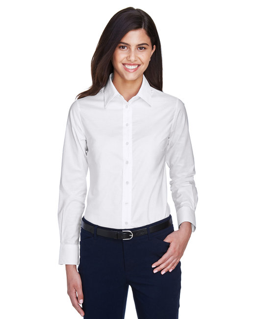 Harriton Women's Oxford with Stain Release Button Front L/S Shirt