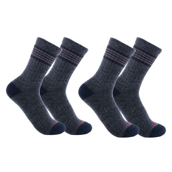 Carhartt Women's Midweight Stripe Crew Sock - 2 Pack