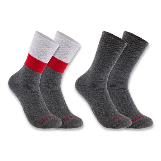 Carhartt Midweight Synthetic-Wool Blend Colorblock Crew Sock - 2 Pack