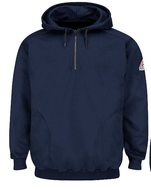 Bulwark FR Quarter-Zip Hooded Pullover Sweatshirt - Navy