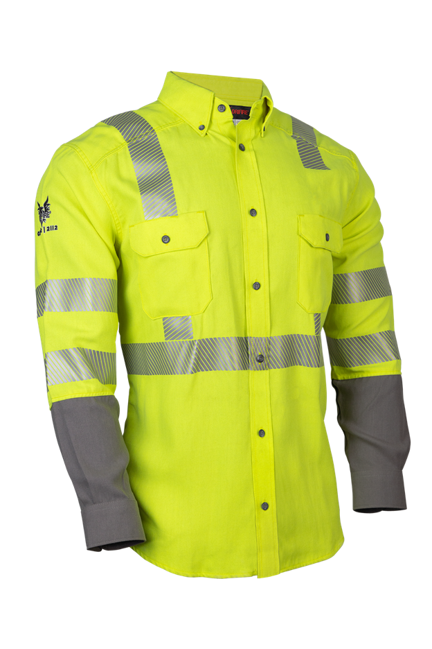 NSA DRIFIRE FR Class 3 Hi-Vis Lightweight Button Front L/S  Work Shirt - Hi-Vis Yellow